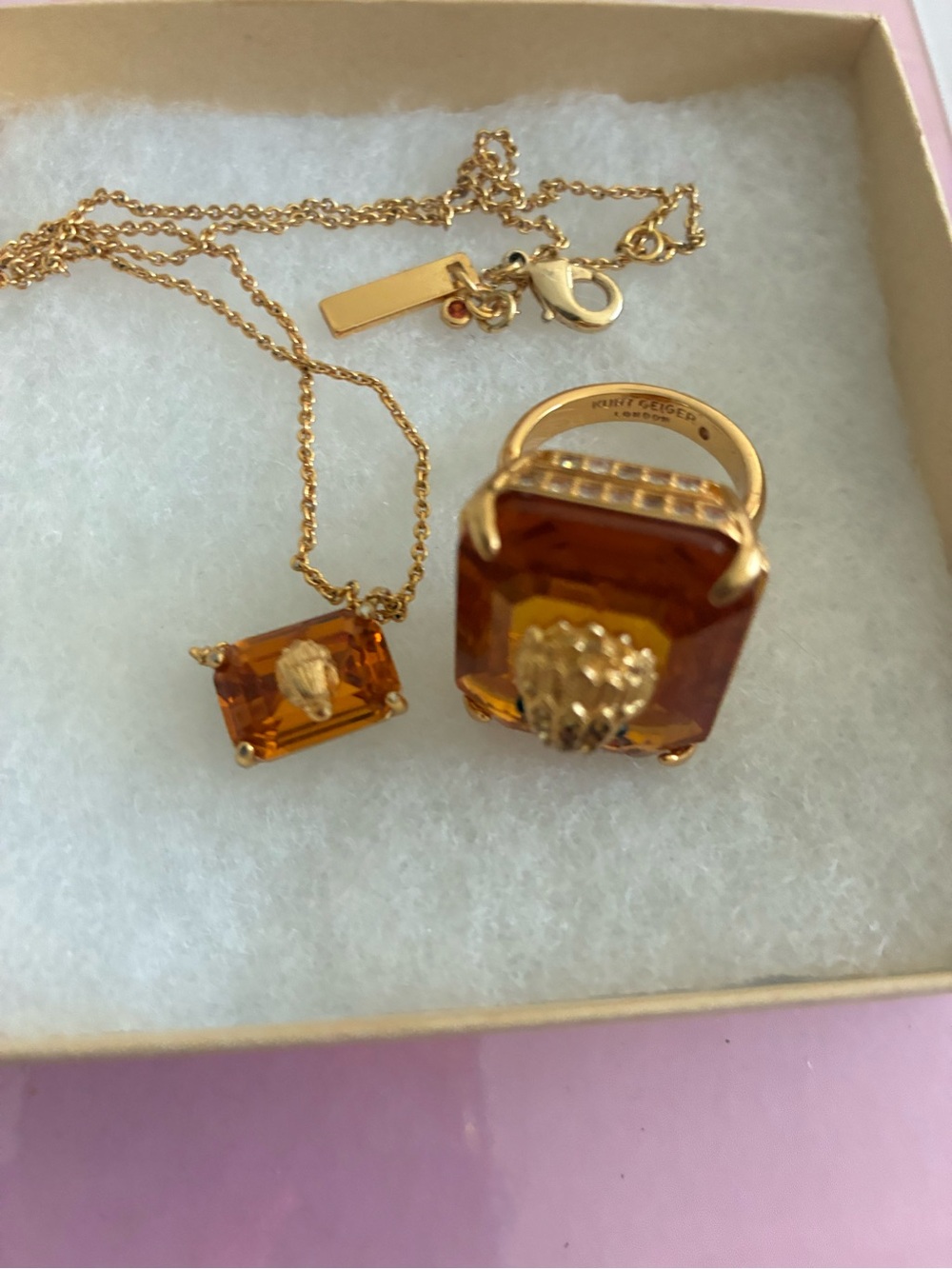 Kurt Geiger Gold-tone Necklace with matching ring size 9